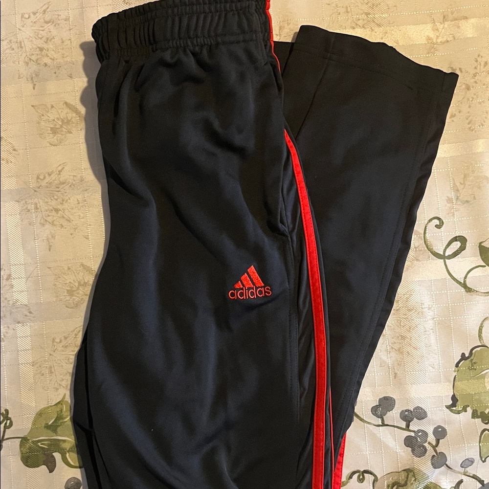 Adidas Black Joggers with Red Stripes